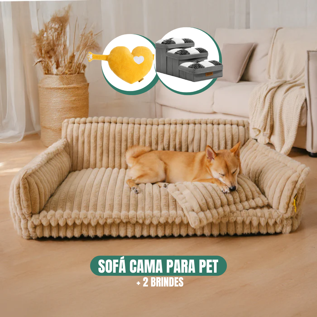 Cama Sofá Pet Ortopédico + Escadinha e Pelúcia De Brinde